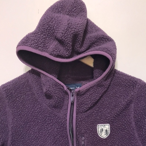 AMERICAN Eagle purple sherpa  cropped zip up sweater hoodie size Small - Picture 2 of 10
